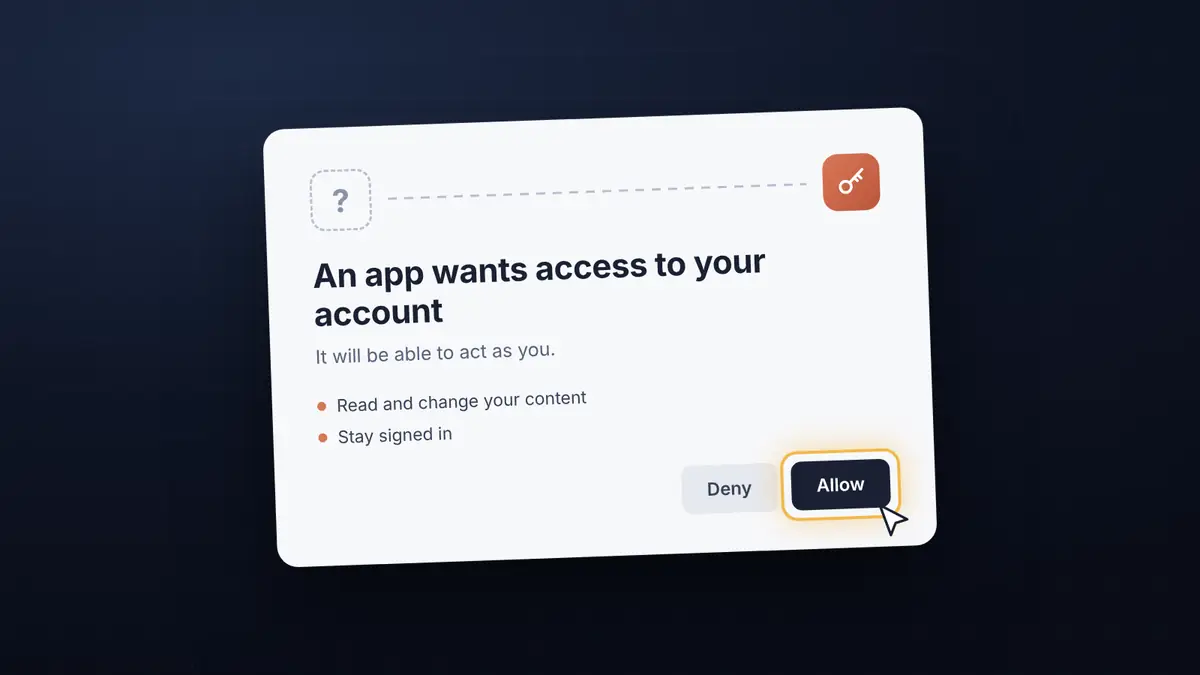 An approval screen saying an app wants access to your account, with the cursor about to click Allow